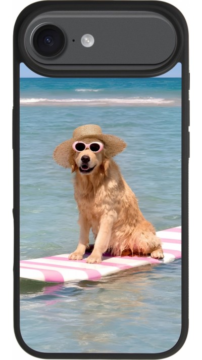 iPhone Air Case Hülle - Silikon schwarz Summer Dog on Paddle