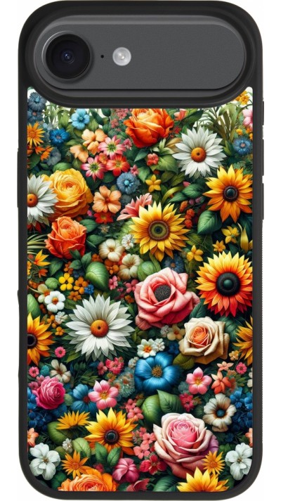 iPhone Air Case Hülle - Silikon schwarz Sommer Blumenmuster iPhone Air Case Hülle - Silikon schwarz Sommer Blumenmuster
