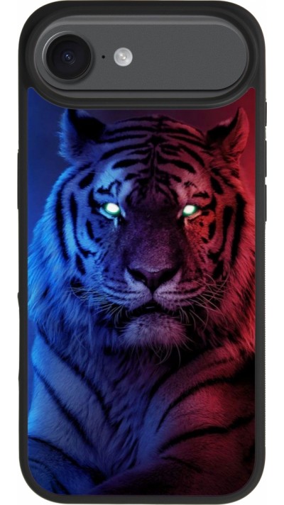 Coque iPhone Air - Silicone rigide noir Tiger Blue Red