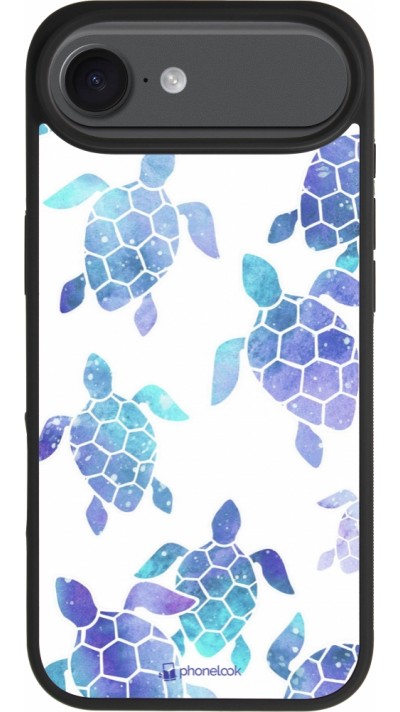 Coque iPhone Air - Silicone rigide noir Turtles pattern watercolor