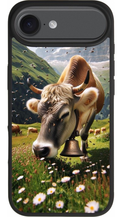 Coque iPhone Air - Silicone rigide noir Vache montagne Valais