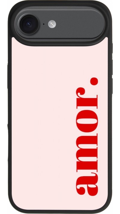Coque iPhone Air - Silicone rigide noir Valentine 2024 amor