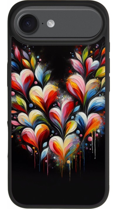 Coque iPhone Air - Silicone rigide noir Valentine 2024 Coeur Noir Abstrait