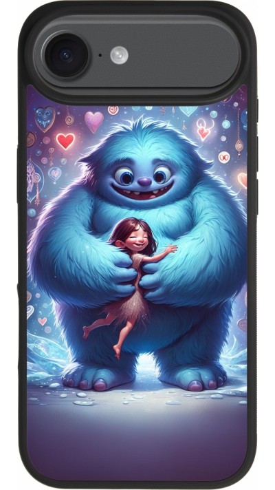 Coque iPhone Air - Silicone rigide noir Valentine 2024 Fluffy Love