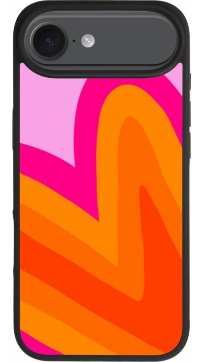 Coque iPhone Air - Silicone rigide noir Valentine 2024 heart gradient