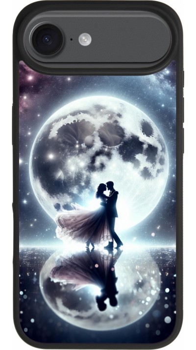 Coque iPhone Air - Silicone rigide noir Valentine 2024 Love under the moon
