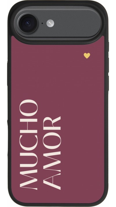 Coque iPhone Air - Silicone rigide noir Valentine 2024 mucho amor rosado