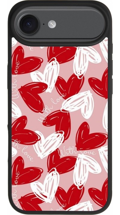 Coque iPhone Air - Silicone rigide noir Valentine 2024 with love heart
