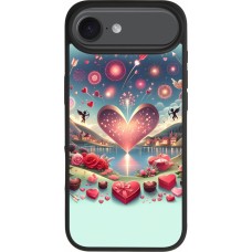 Coque iPhone Air - Silicone rigide noir Valentine 2025 Chic