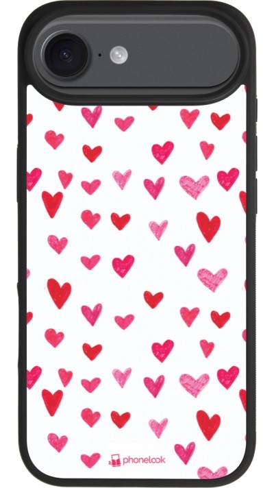 Coque iPhone Air - Silicone rigide noir Valentine 2022 Many pink hearts