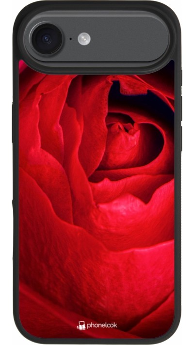 Coque iPhone Air - Silicone rigide noir Valentine 2022 Rose