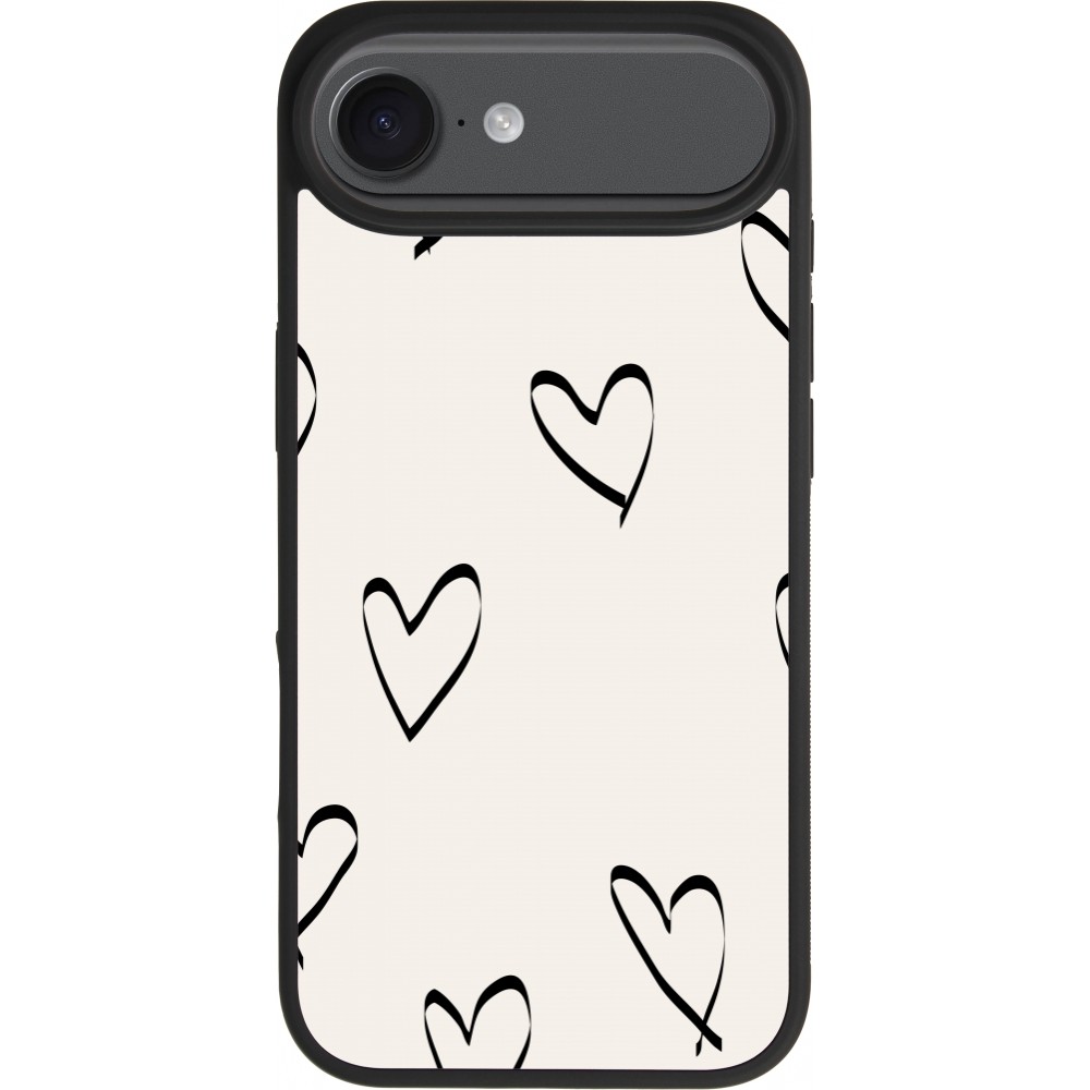 iPhone Air Case Hülle - Silikon schwarz Valentine 2023 minimalist hearts