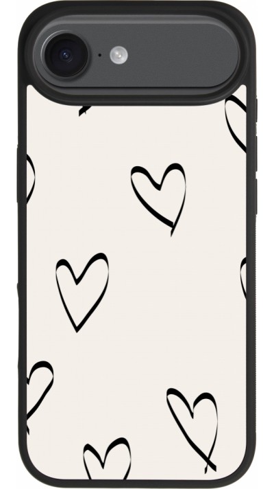 Coque iPhone Air - Silicone rigide noir Valentine 2023 minimalist hearts