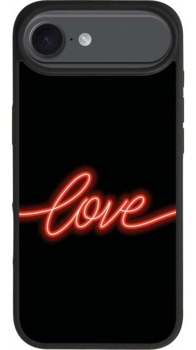 Coque iPhone Air - Silicone rigide noir Valentine 2023 neon love