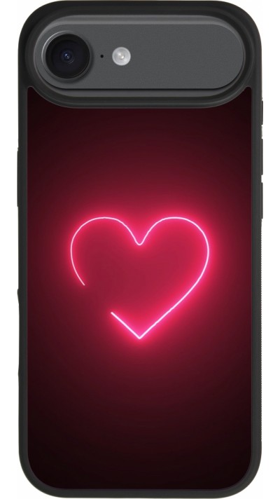 Coque iPhone Air - Silicone rigide noir Valentine 2023 single neon heart