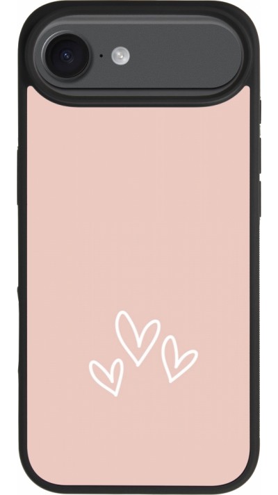 Coque iPhone Air - Silicone rigide noir Valentine 2023 three minimalist hearts