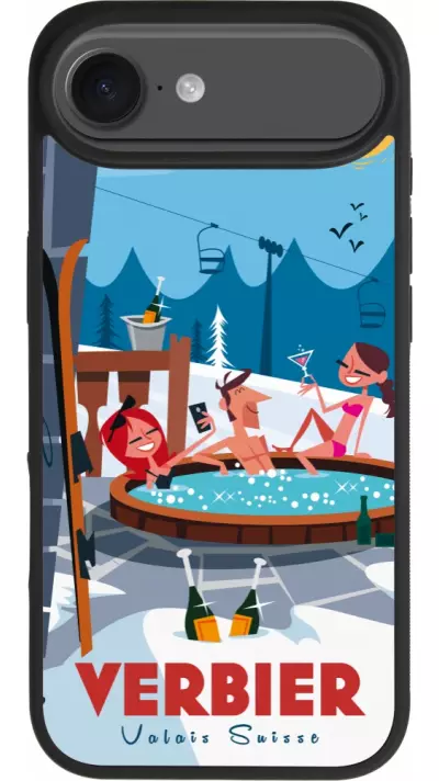 Coque iPhone Air - Silicone rigide noir Verbier Mountain Jacuzzi