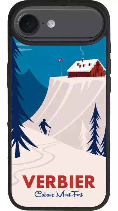 Coque iPhone Air - Silicone rigide noir Verbier Cabane Mont-Fort