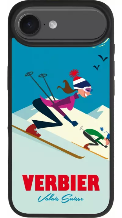 Coque iPhone Air - Silicone rigide noir Verbier Ski Downhill