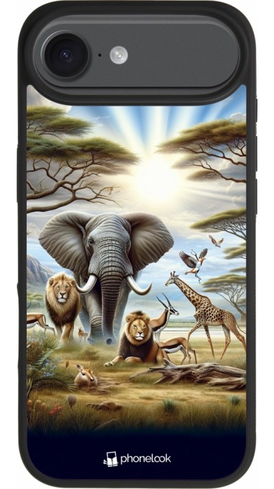 Coque iPhone Air - Silicone rigide noir Vie sauvage africaine