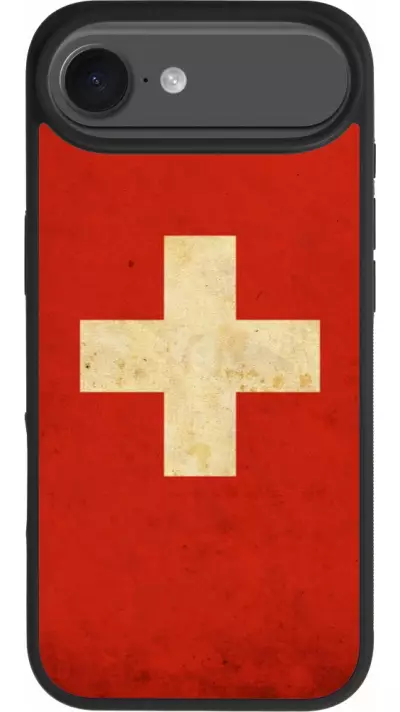 Coque iPhone Air - Silicone rigide noir Vintage Flag SWISS