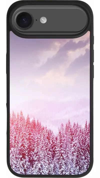 Coque iPhone Air - Silicone rigide noir Winter 22 Pink Forest