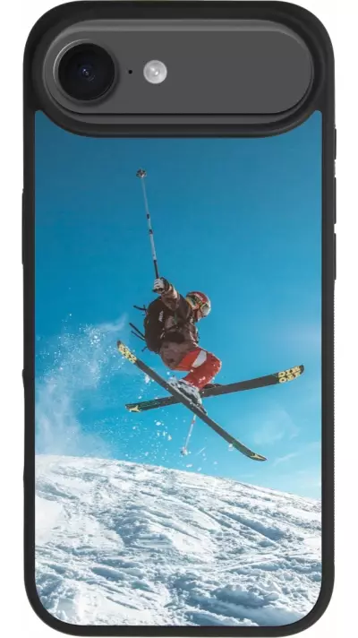 Coque iPhone Air - Silicone rigide noir Winter 22 Ski Jump