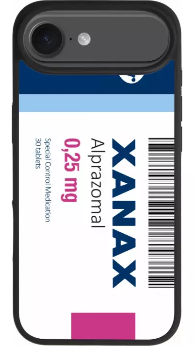 Coque iPhone Air - Silicone rigide noir Xanax Alprazolam 2025