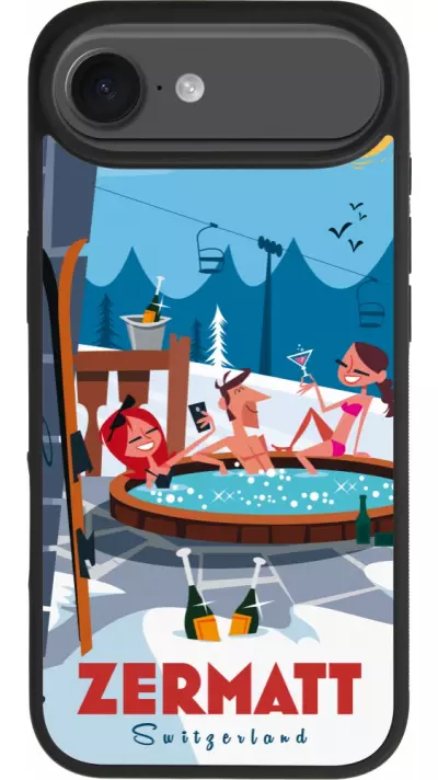 Coque iPhone Air - Silicone rigide noir Zermatt Mountain Jacuzzi