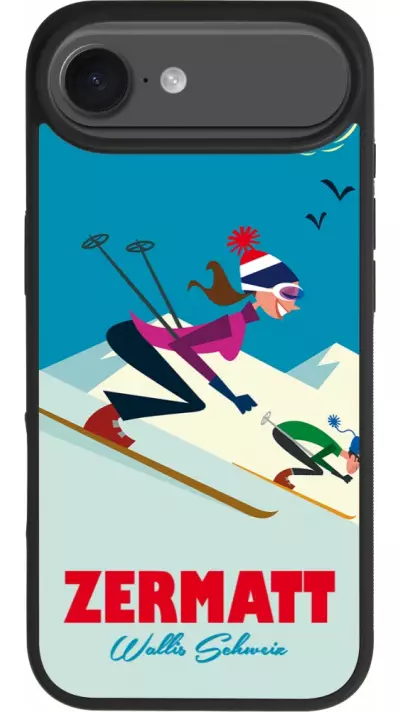 Coque iPhone Air - Silicone rigide noir Zermatt Ski Downhill