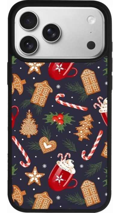 iPhone 17 Pro Max Case Hülle - Silikon schwarz Christmas 25 Pattern Gingerbread House