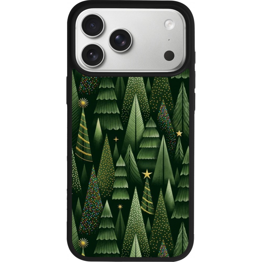 iPhone 17 Pro Max Case Hülle - Silikon schwarz Christmas 25 Pattern Xmas Tree