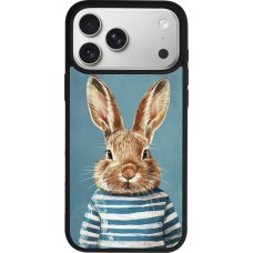 Coque iPhone 17 Pro Max - Silicone rigide noir Easter 2026 Rabbit navy