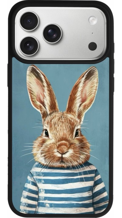 Coque iPhone 17 Pro Max - Silicone rigide noir Easter 2026 Rabbit navy