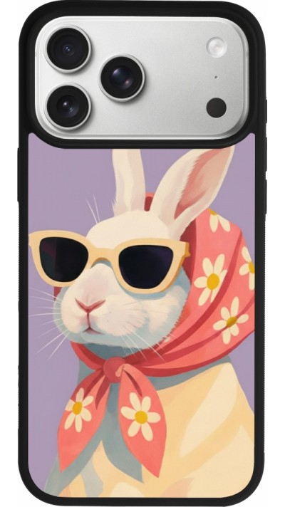 Coque iPhone 17 Pro Max - Silicone rigide noir Easter 2026 Rabbit with scarf