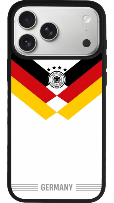 Coque iPhone 17 Pro Max - Silicone rigide noir Maillot de football Allemagne 2026 personnalisable