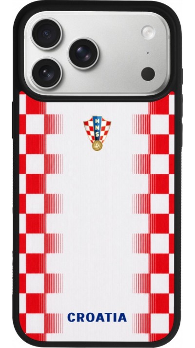 Coque iPhone 17 Pro Max - Silicone rigide noir Maillot de football Croatie 2026 personnalisable