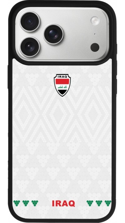 Coque iPhone 17 Pro Max - Silicone rigide noir Maillot de football Irak 2026 personnalisable