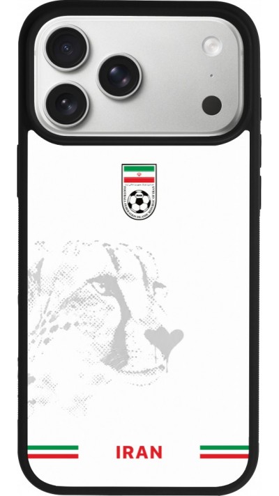 Coque iPhone 17 Pro Max - Silicone rigide noir Maillot de football Iran 2026 personnalisable