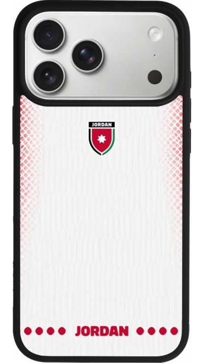 Coque iPhone 17 Pro Max - Silicone rigide noir Maillot de football Jordanie 2026 personnalisable