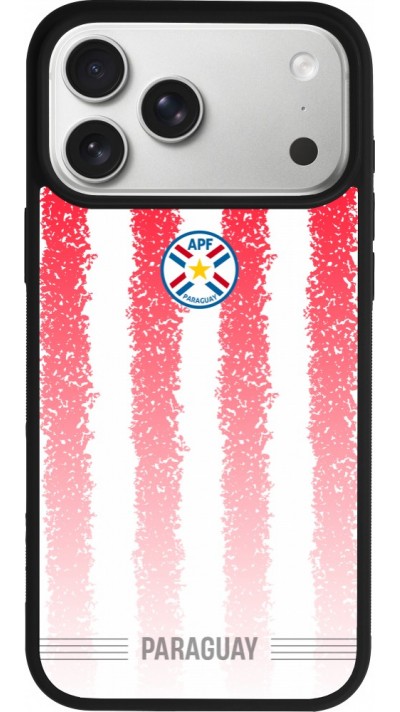 Coque iPhone 17 Pro Max - Silicone rigide noir Maillot de football Paraguay 2026 personnalisable