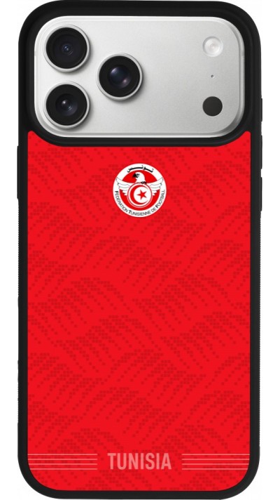 Coque iPhone 17 Pro Max - Silicone rigide noir Maillot de football Tunisie 2026 personnalisable