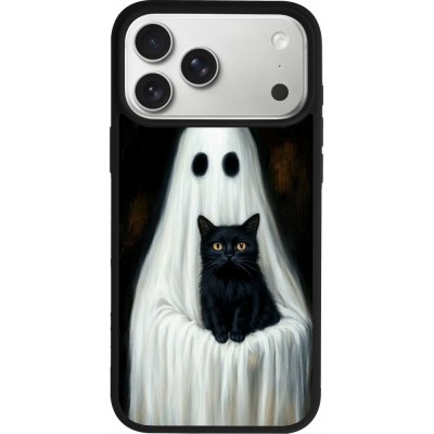iPhone 17 Pro Max Case Hülle - Silikon schwarz Halloween 2025 Ghost with black cat