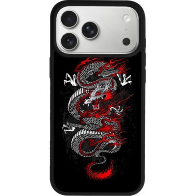iPhone 17 Pro Max Case Hülle - Silikon schwarz Japanese style Dragon Tattoo Red Black