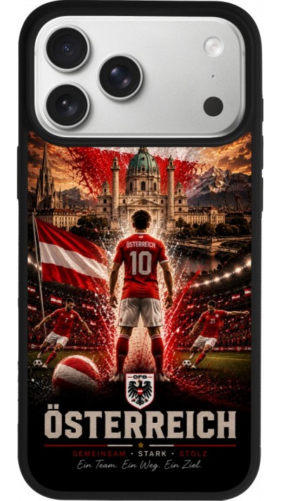 Coque iPhone 17 Pro Max - Silicone rigide noir Football Autriche splash 2026