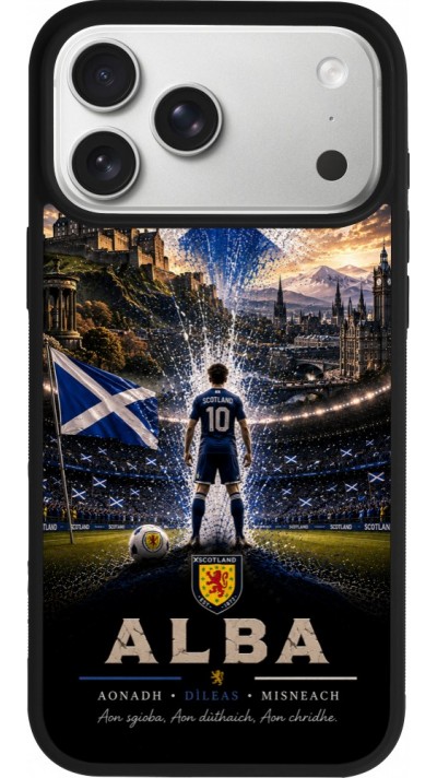Coque iPhone 17 Pro Max - Silicone rigide noir Football Écosse splash 2026