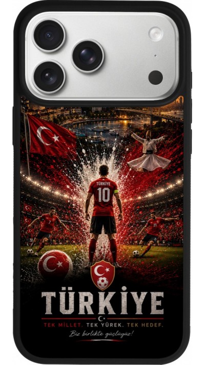 Coque iPhone 17 Pro Max - Silicone rigide noir Football Turquie splash 2026