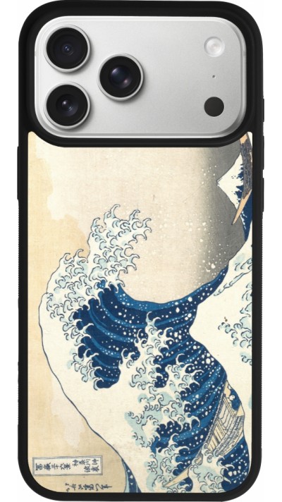Coque iPhone 17 Pro Max - Silicone rigide noir Tableau art - La Grande Vague de Kanagawa - Hokusai
