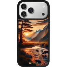 iPhone 17 Pro Max Case Hülle - Silikon schwarz Tal Sonnenuntergang Hirsch Baum