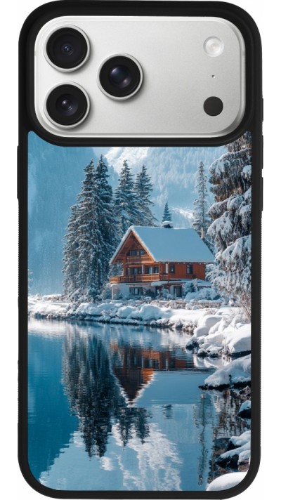 iPhone 17 Pro Max Case Hülle - Silikon schwarz Winter 25 Winter house forest day